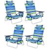 S AFSTAR Beach Chair Set of 4, Folding Camping Chairs, 5-Position Adjustable Chairs W/Ice Bag, Comfort Pillow, Cup Holder, Backpack Recline Beach Chairs for Sunbathing Fishing Travel (4, Blue+Green) view 1