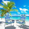S AFSTAR Beach Chair Set of 4, Folding Camping Chairs, 5-Position Adjustable Chairs W/Ice Bag, Comfort Pillow, Cup Holder, Backpack Recline Beach Chairs for Sunbathing Fishing Travel (4, Blue+Green) view 2