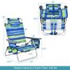 S AFSTAR Beach Chair Set of 4, Folding Camping Chairs, 5-Position Adjustable Chairs W/Ice Bag, Comfort Pillow, Cup Holder, Backpack Recline Beach Chairs for Sunbathing Fishing Travel (4, Blue+Green) view 3