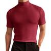 Men Lightweight Turtleneck T Shirt Slim Fit Pullover Short Sleeve Top Wine Red M view 1