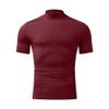 Men Lightweight Turtleneck T Shirt Slim Fit Pullover Short Sleeve Top Wine Red M view 2