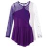 Freebily Kids Girls Figure Ice Skating Dress Mesh Long Sleeve Sparkly Flower Tulle Dance Dress Roller Skating Costume Purple A 8 Years view 4