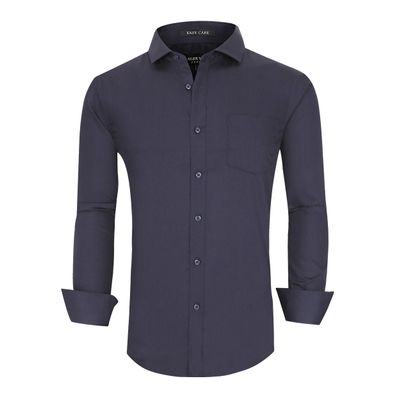 Alex Vando Mens Dress Shirts Wrinkle Free Regular Fit Stretch Button Down Shirt,All Navy,XL