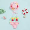 Yccutest Infant Baby Girl Flower Swimsuit 3Pcs Halter Triangle Tops Ruffle Bottoms Sun Hat Bikini Set Bathing Suit Swimwear (B-Pink,18-24 Months) view 2