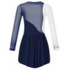 Freebily Kids Girls Figure Ice Skating Dress Mesh Long Sleeve Sparkly Flower Tulle Dance Dress Roller Skating Costume Navy Blue A 6 Years view 2
