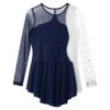 Agoky Kid Girls Shiny Figure Ice Skating Dress Long Sleeve Gymnastic Leotard Dress Roller Skater Ballet Dance Dress Dancewear Navy Blue B 8 Years view 4