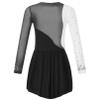 Agoky Kid Girls Shiny Figure Ice Skating Dress Long Sleeve Gymnastic Leotard Dress Roller Skater Ballet Dance Dress Dancewear Black B 6 Years view 2