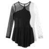 Agoky Kid Girls Shiny Figure Ice Skating Dress Long Sleeve Gymnastic Leotard Dress Roller Skater Ballet Dance Dress Dancewear Black B 6 Years view 4
