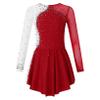 Freebily Kids Girls Figure Ice Skating Dress Mesh Long Sleeve Sparkly Flower Tulle Dance Dress Roller Skating Costume Burgundy A 8 Years view 1