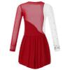 Freebily Kids Girls Figure Ice Skating Dress Mesh Long Sleeve Sparkly Flower Tulle Dance Dress Roller Skating Costume Burgundy A 8 Years view 2