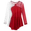Freebily Kids Girls Figure Ice Skating Dress Mesh Long Sleeve Sparkly Flower Tulle Dance Dress Roller Skating Costume Burgundy A 8 Years view 3