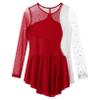 Freebily Kids Girls Figure Ice Skating Dress Mesh Long Sleeve Sparkly Flower Tulle Dance Dress Roller Skating Costume Burgundy A 8 Years view 4