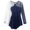 Agoky Kid Girls Shiny Figure Ice Skating Dress Long Sleeve Gymnastic Leotard Dress Roller Skater Ballet Dance Dress Dancewear Navy Blue B 14 Years view 3