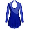 Agoky Kid Girls Shiny Figure Ice Skating Dress Long Sleeve Gymnastic Leotard Dress Roller Skater Ballet Dance Dress Dancewear Royal Blue A 16 Years view 2