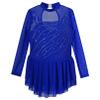 Agoky Kid Girls Shiny Figure Ice Skating Dress Long Sleeve Gymnastic Leotard Dress Roller Skater Ballet Dance Dress Dancewear Royal Blue A 16 Years view 3