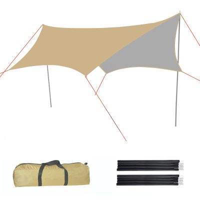 SLDAGe Hammock Rain Fly, 10x10ft / 12x10ft Camping tarp Waterproof, Portable Camping Tarps with Poles, Ultralight Survival Tent Tarp for Outdoors, Camping, Hiking, Picnic, Backpacking,3x3m