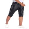 GIBZ Summer Leather Shorts Men Breathable Elastic Waist Dirt-Resistant Work Pants Black L view 3