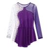 Agoky Kid Girls Shiny Figure Ice Skating Dress Long Sleeve Gymnastic Leotard Dress Roller Skater Ballet Dance Dress Dancewear Purple B 10 Years view 3