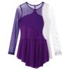 Agoky Kid Girls Shiny Figure Ice Skating Dress Long Sleeve Gymnastic Leotard Dress Roller Skater Ballet Dance Dress Dancewear Purple B 10 Years view 4
