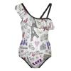 I Love Paris Girl's Swimsuit One Piece Ruffle Bathing Suit Swimwear Beachwear 10-12Y150cm view 1