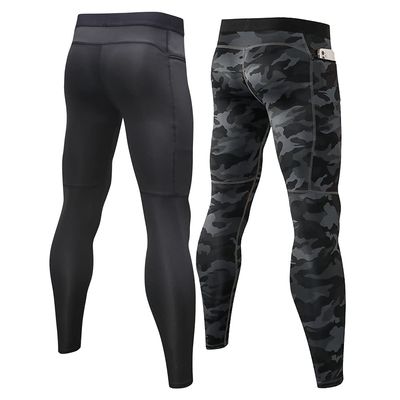 Yuerlian Men's Compression Pants Workout Athletic Leggings Running Gym Tights with Pockets 1 Pack