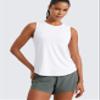 CRZ YOGA Lightweight Workout Tank Tops for Women - Athletic Running Sleeveless Shirts Racerback High Neck T-Shirt White Medium view 2