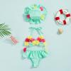 Yccutest Infant Baby Girl Flower Swimsuit 3Pcs Halter Triangle Tops Ruffle Bottoms Sun Hat Bikini Set Bathing Suit Swimwear (B-Green,18-24 Months) view 3