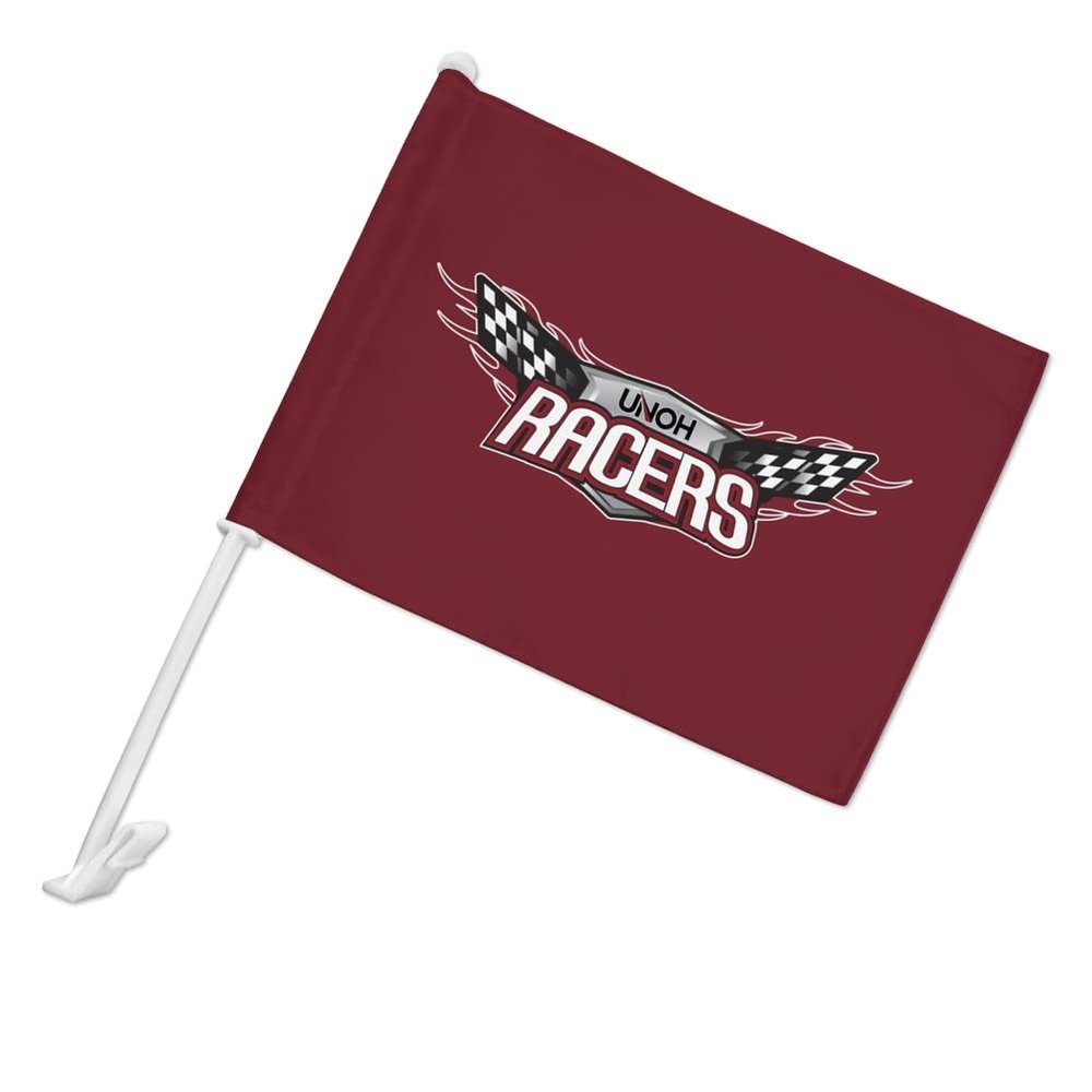 University of Northwestern Ohio Primary Logo Car Truck Flag with Window Clip On Pole Holder - Left Driver Side