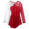 Agoky Kid Girls Shiny Figure Ice Skating Dress Long Sleeve Gymnastic Leotard Dress Roller Skater Ballet Dance Dress Dancewear Burgundy B 8 Years view 3