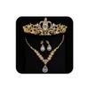 COCIDE Gold Jewelry Set for Women Crystal Tiara and Necklace Kit for Girls Rhinestone Crown Earrings Neck Accessories for Bride Wedding Birthday Party Bridal Prom Bridesmaid Dress up view 1
