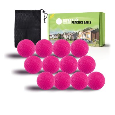FINGER TEN Golf Practice Balls Foam Colored Value 12 24 50 Pack, Golf Ball Limited Flight for Indoor Outdoor Driving Range Backyard Training (Pink, 12 Pack)
