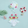 Yccutest Infant Baby Girl Flower Swimsuit 3Pcs Halter Triangle Tops Ruffle Bottoms Sun Hat Bikini Set Bathing Suit Swimwear (B-White,18-24 Months) view 2