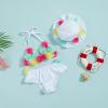 Yccutest Infant Baby Girl Flower Swimsuit 3Pcs Halter Triangle Tops Ruffle Bottoms Sun Hat Bikini Set Bathing Suit Swimwear (B-White,18-24 Months) view 3