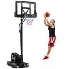 GYMAX Basketball Hoop, Grip-and-Pull 4.6-10 Ft Height Adjustable Basketball Goal with 44" Shatterproof Backboard, 18 Metal Rim & Extra Weight Bag, Outdoor Basketball System for Kids Teens Adults view 1