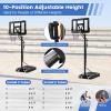 GYMAX Basketball Hoop, Grip-and-Pull 4.6-10 Ft Height Adjustable Basketball Goal with 44" Shatterproof Backboard, 18 Metal Rim & Extra Weight Bag, Outdoor Basketball System for Kids Teens Adults view 2