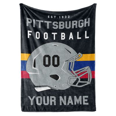 Personalized Throw Blanket for Football Fans - Ships Next Day - Made in USA - Custom Fleece Name Blanket - Ideal for Youth Football Players & Adults (50x60 Fleece - Pittsburgh)