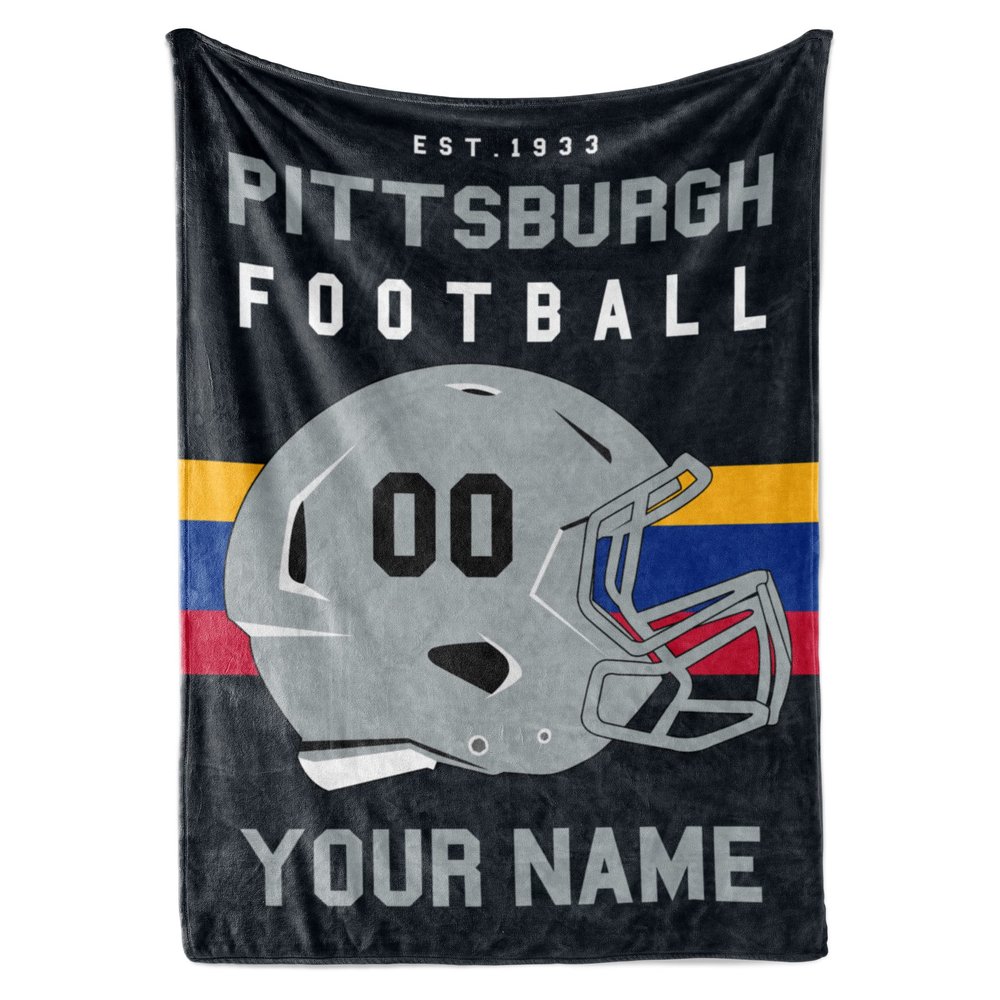 Personalized Throw Blanket for Football Fans - Ships Next Day - Made in USA - Custom Fleece Name Blanket - Ideal for Youth Football Players & Adults (50x60 Fleece - Pittsburgh)