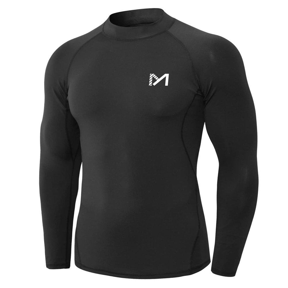 MEETYOO Men's Long Sleeve Compression Shirts, Black, XX-Large