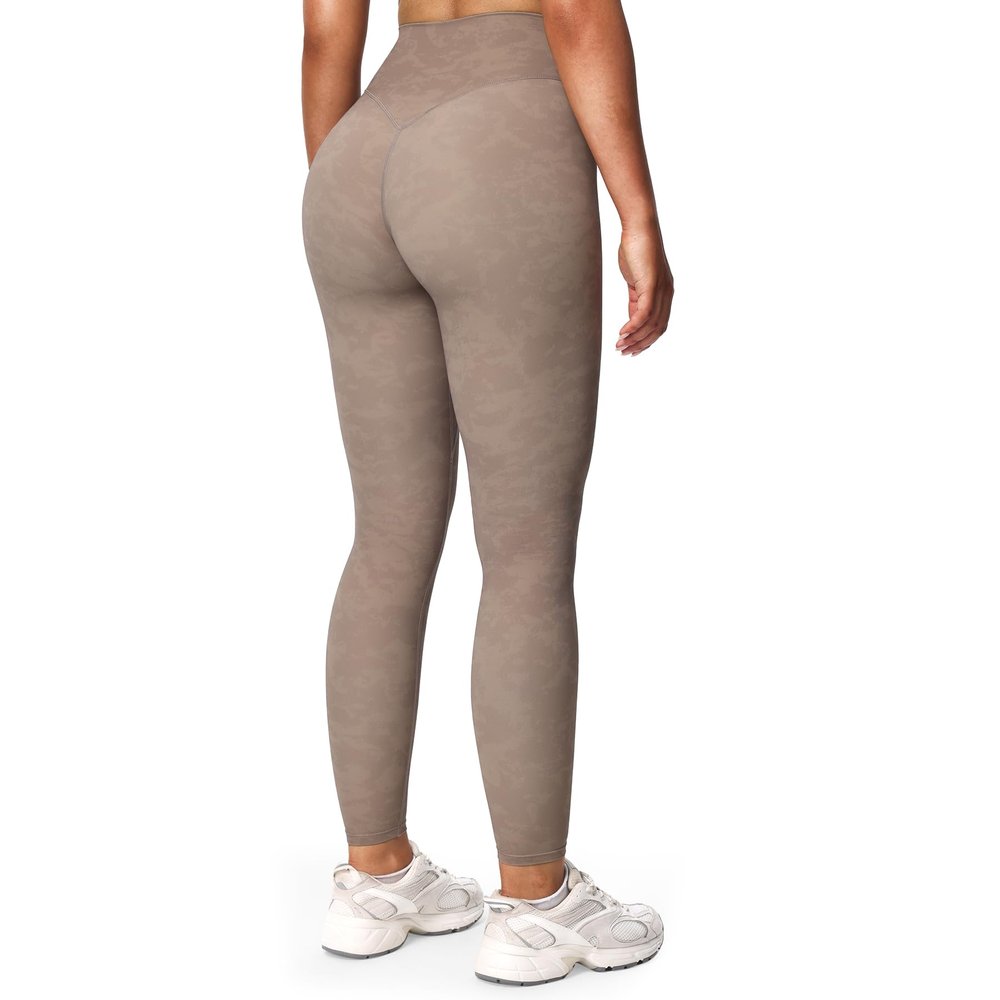 Aoxjox High Waisted Workout Leggings for Women Tummy Control Buttery Soft Yoga Metamorph Deep V Pants 26" (Cloud Fade Mocha, Small)