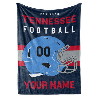 Personalized Throw Blanket for Football Fans - Ships Next Day - Made in USA - Custom Fleece Name Blanket - Ideal for Youth Football Players & Adults (60x80 Sherpa - Tennessee)