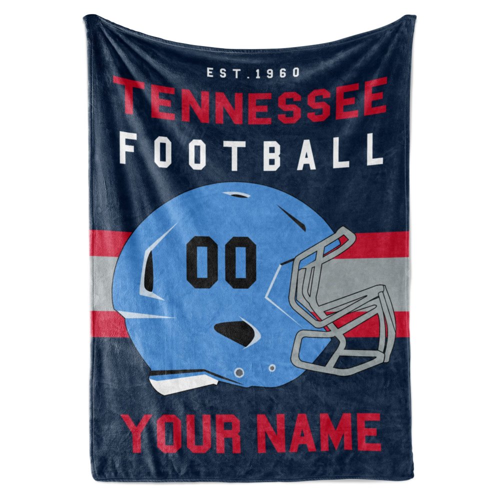 Personalized Throw Blanket for Football Fans - Ships Next Day - Made in USA - Custom Fleece Name Blanket - Ideal for Youth Football Players & Adults (60x80 Sherpa - Tennessee)