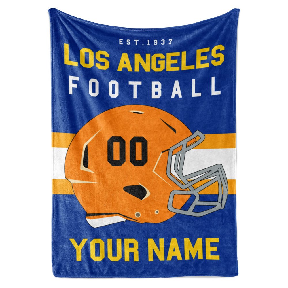 Personalized Throw Blanket for Football Fans - Ships Next Day - Made in USA - Custom Fleece Name Blanket - Ideal for Youth Football Players & Adults (50x60 Fleece - Los Angeles)