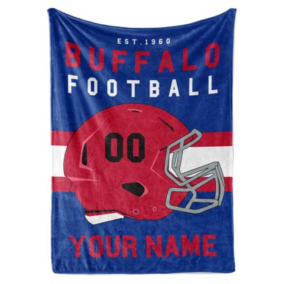 Personalized Throw Blanket for Football Fans - Ships Next Day - Made in USA - Custom Fleece Name Blanket - Ideal for Youth Football Players & Adults (60x80 Sherpa - Buffalo)