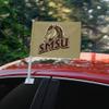Southwest Minnesota State University Secondary Logo Car Truck Flag with Window Clip On Pole Holder - Left Driver Side view 2
