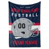 Personalized Throw Blanket for Football Fans - Ships Next Day - Made in USA - Custom Fleece Name Blanket - Ideal for Youth Football Players & Adults (60x80 Sherpa - New England) view 1