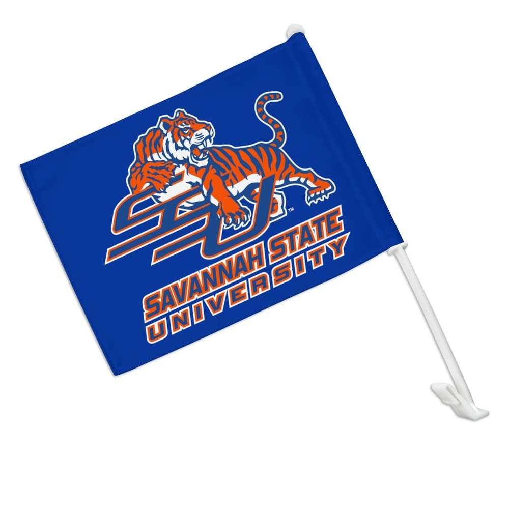 Savannah State University Primary Logo Car Truck Flag with Window Clip On Pole Holder - Right Passenger Side