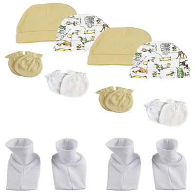 Bambini Baby Boy, Baby Girl, Unisex Infant Caps, Booties and Mittens (Pack of 10) NC_0308 by Miracle USA White