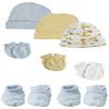 Bambini Preemie Baby Boy Caps with Infant Mittens and Booties - 8 Pack NC_0214 by Miracle USA White/Blue view 1