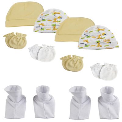 Bambini Baby Boy, Baby Girl, Unisex Infant Caps, Booties and Mittens (Pack of 10) NC_0335 by Miracle USA White