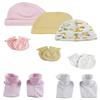 Bambini Baby Girl Infant Caps, Booties and Mittens (Pack of 8) NC_0325 by Miracle USA White/Pink view 1